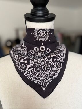 Black Paisley Bandana Scarf - 100% Cotton Made in USA